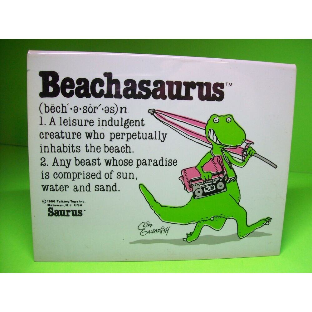 Beachasaurus Cliff Galbraith Green Beach Dinosaur Boom Box Vintage 1986 Sign